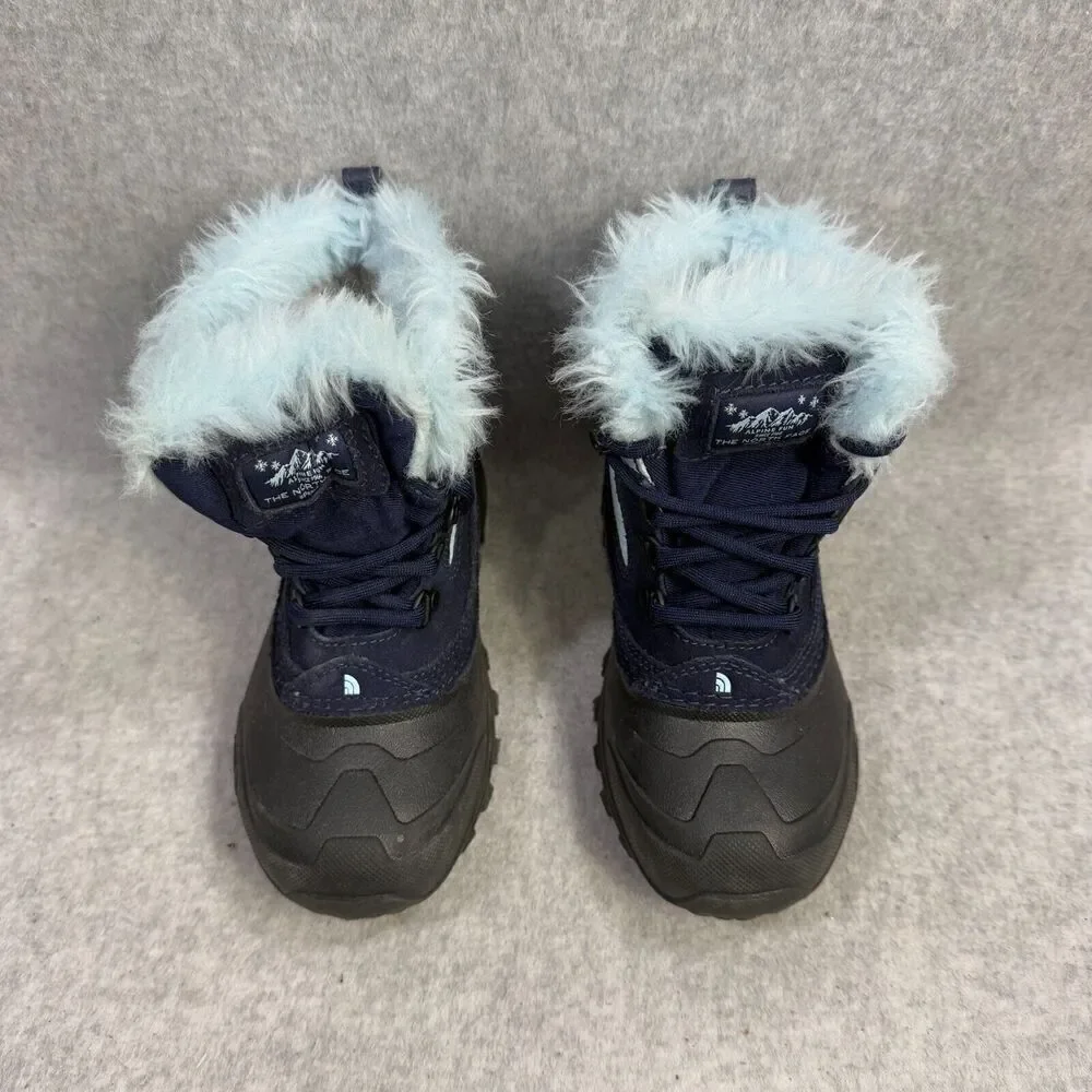 The North Face Kids Boots Size 13 Blue Black Fur Lined Winter Snow Shoes
